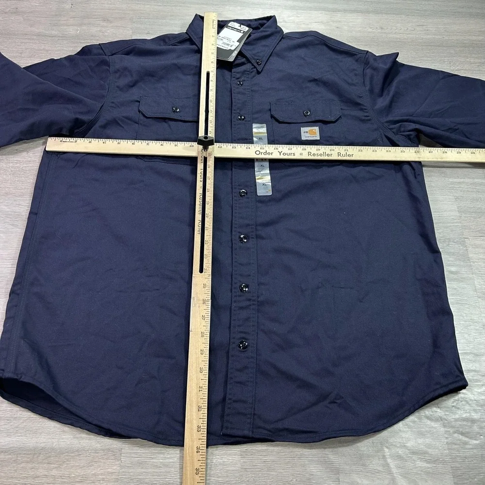 NEW Carhartt Shirt Mens XL Blue Flame Resistant FRS160 Button‎ Up Workwear